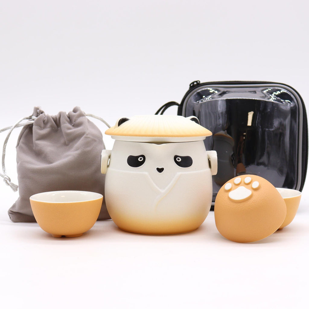 Panda Teapot Set with Three Cups - Orange – view 4