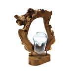 Molten Glass Hanging Art Vase on Wood – view 7