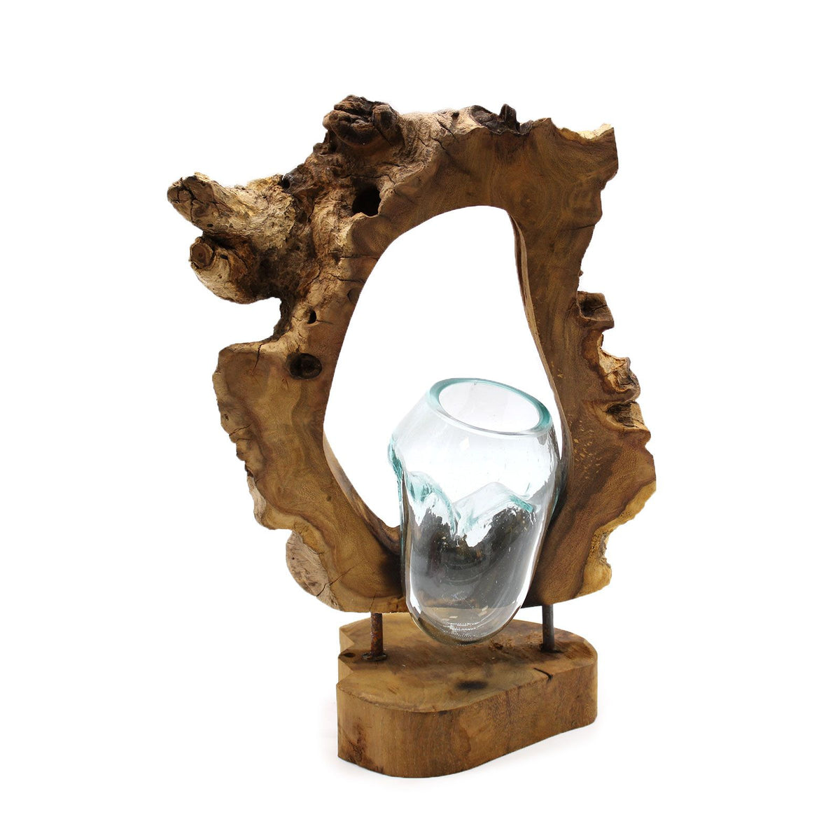 Molten Glass Hanging Art Vase on Wood – view 7