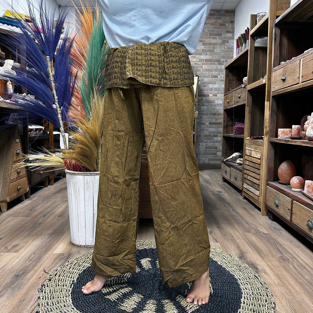 Yoga and Festival Pants - Thai Fisherman Mandala Mantra, Orange – view 4