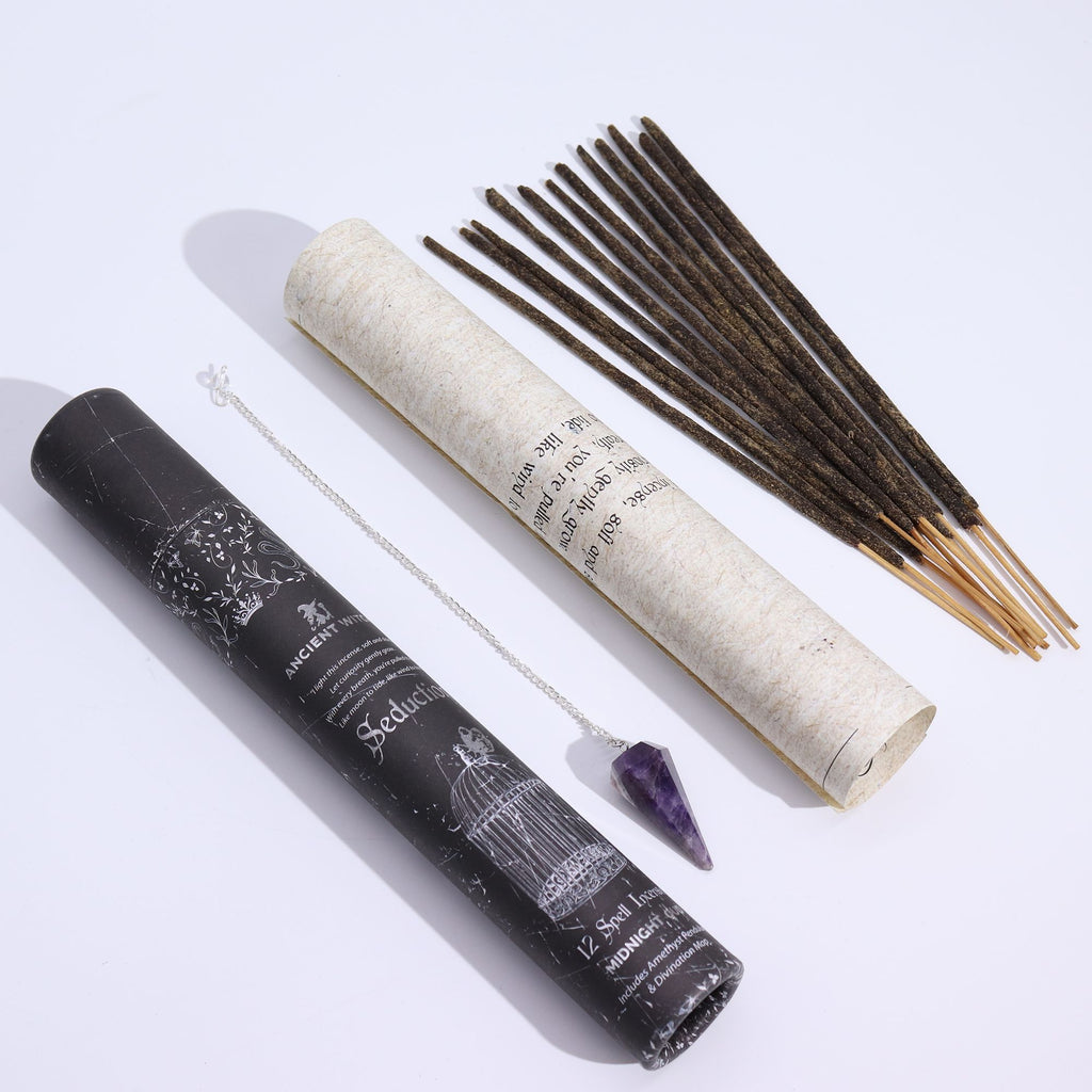 Ancient Witch Seduction Incense with Amethyst Pendulum