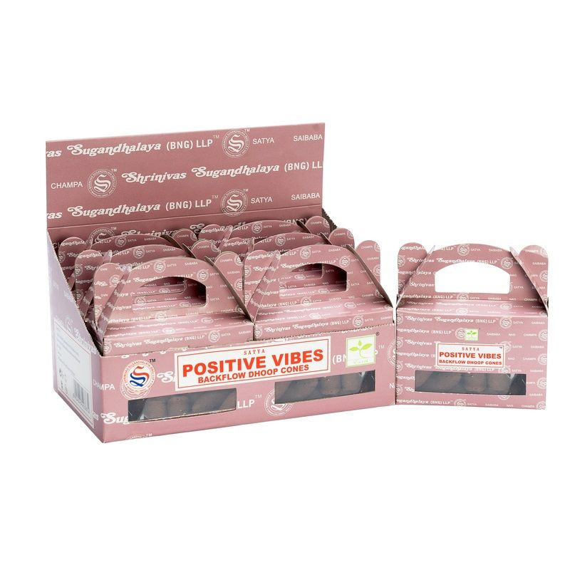 Satya Positive Vibes Backflow Dhoop Cones, Pack of 24