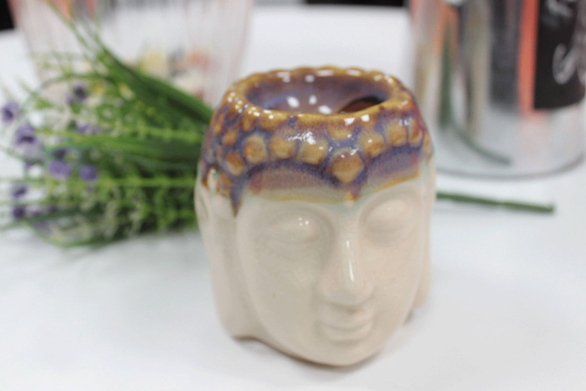 Classic Buddha Ceramic Oil Burner - Ivory & Mint