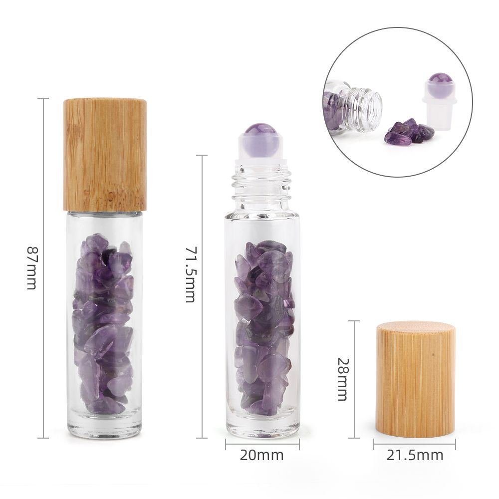Amethyst Roller Bottle with Wooden Cap, 5ml, 8.8cm – view 3