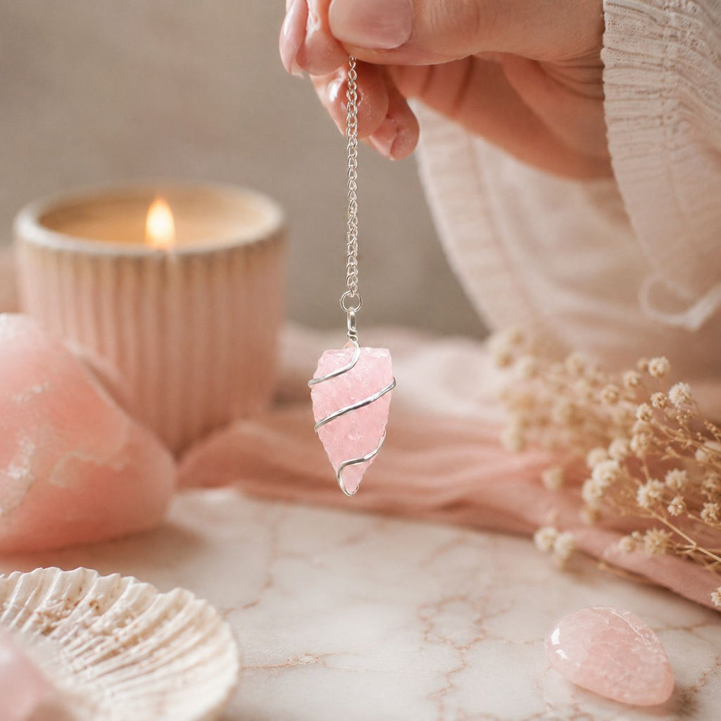 Raw Gemstone Pendulum - Rose Quartz – view 4
