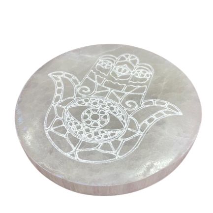 Selenite Charging Plate 10cm - Hamsa Design – view 3