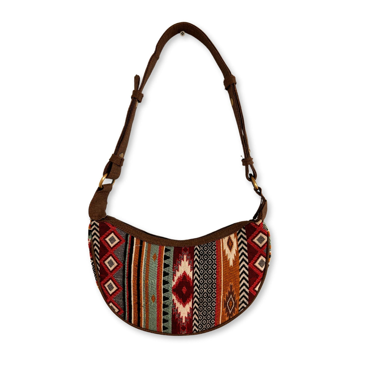 Jacquard Hobo Bag - Rich Browns, Brown Strap – view 2