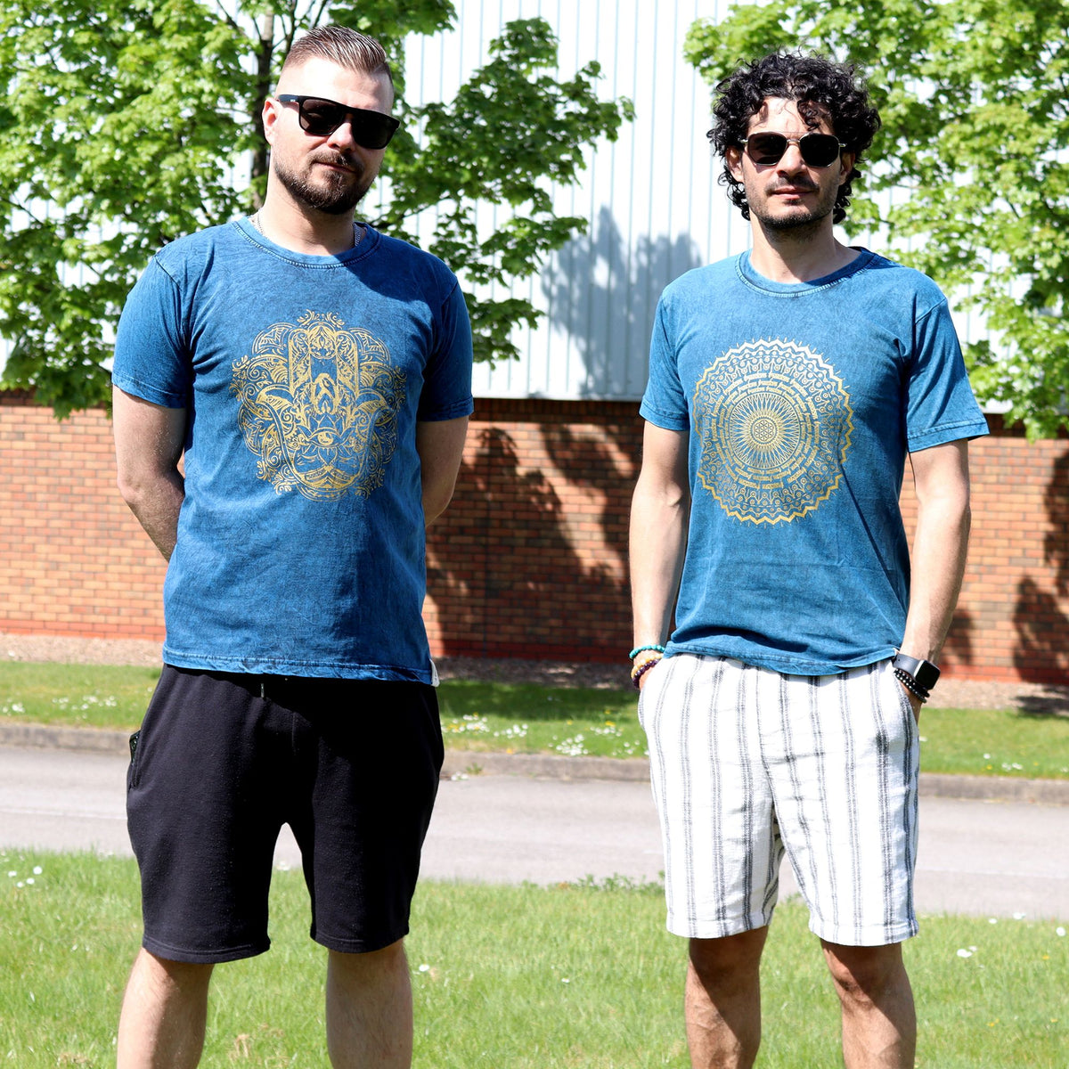 Nomad Sari Stonewashed T-Shirt - Mandala - Blue - Medium