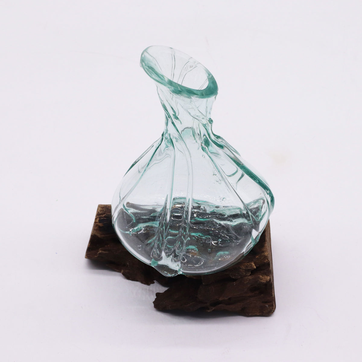 Molten Glass Fancy Mini Decanter on Wood, 24cm – view 2