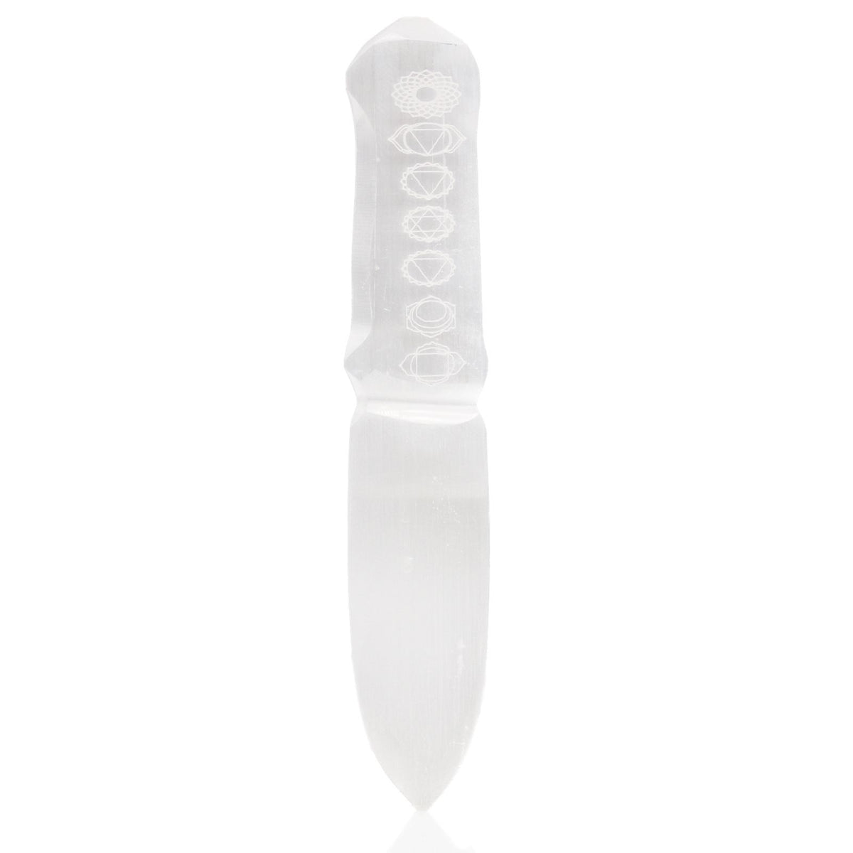Selenite Ritual Knife, Chakra Handle, 20cm
