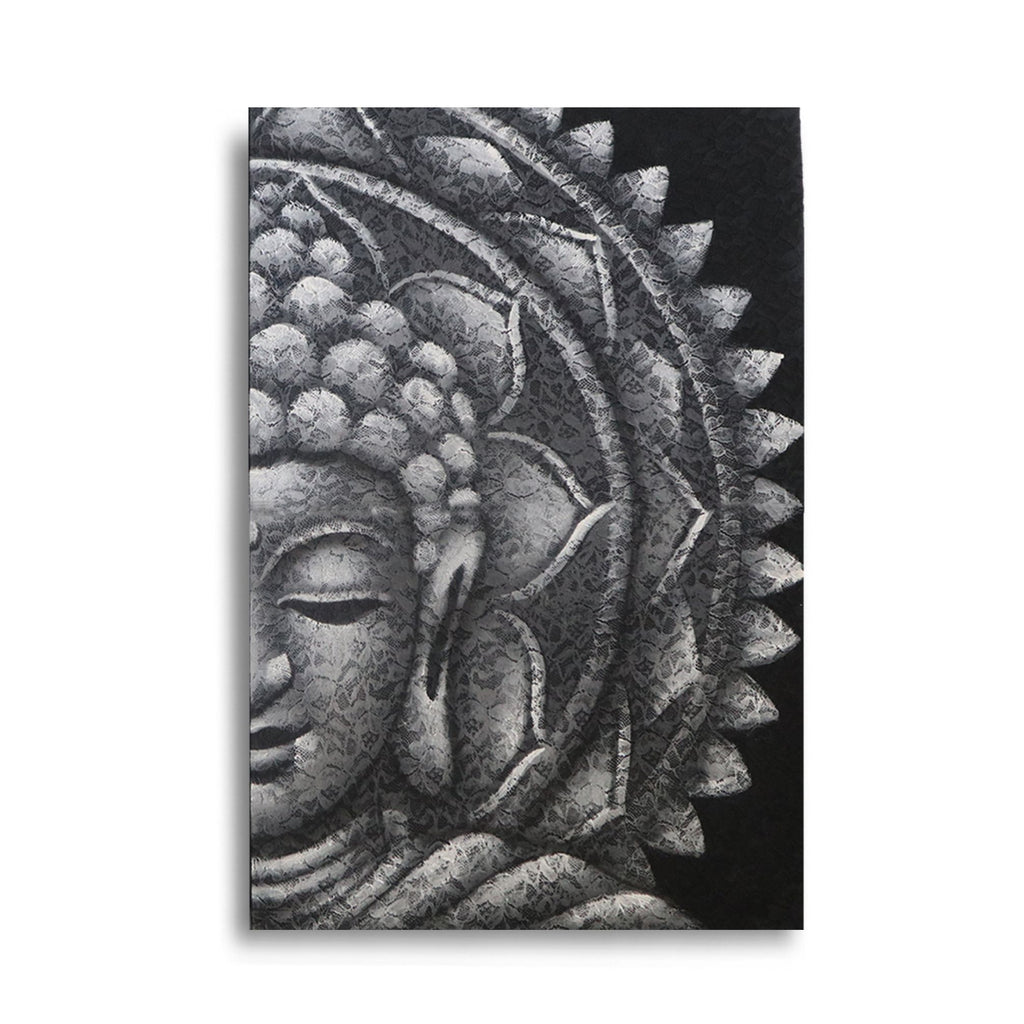 Grey Half Buddha Mandala - 60 x 80cm