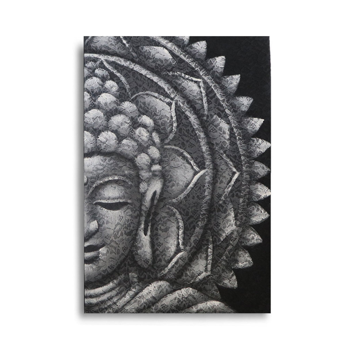 Grey Half Buddha Mandala - 60 x 80cm