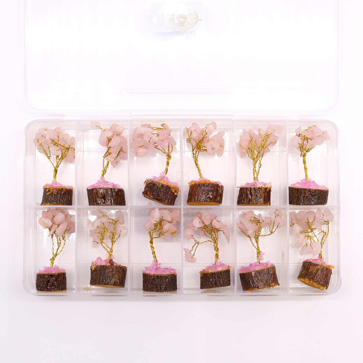 Rose Quartz Mini Gemstone Tree on Wood Base, 15 Stones – view 5