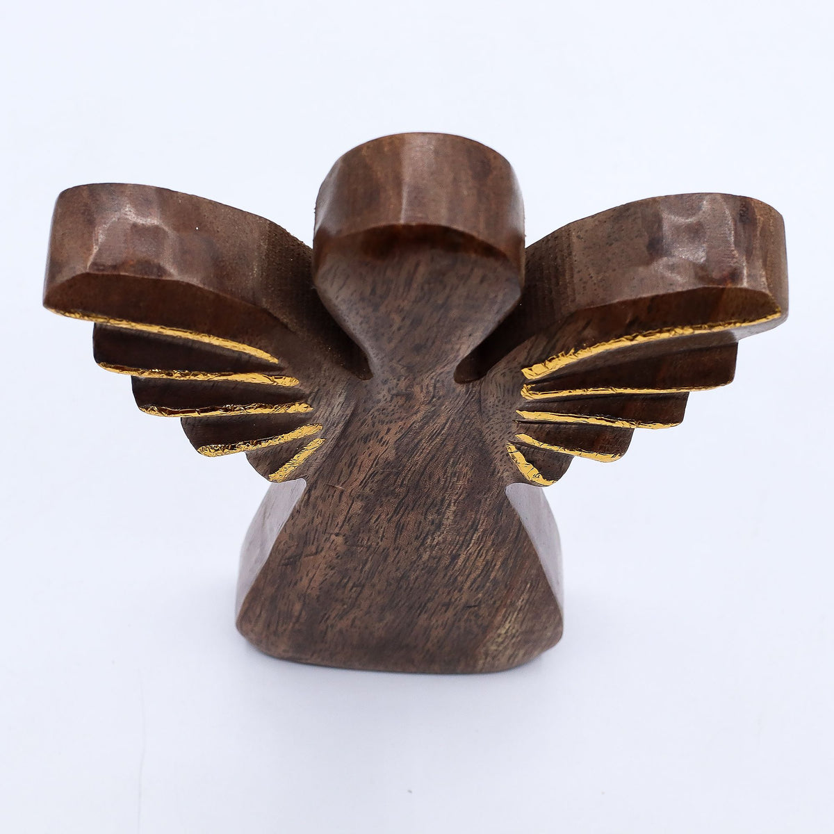 Large Mango Wood Angel - Gold Wings, 19cm – view 5