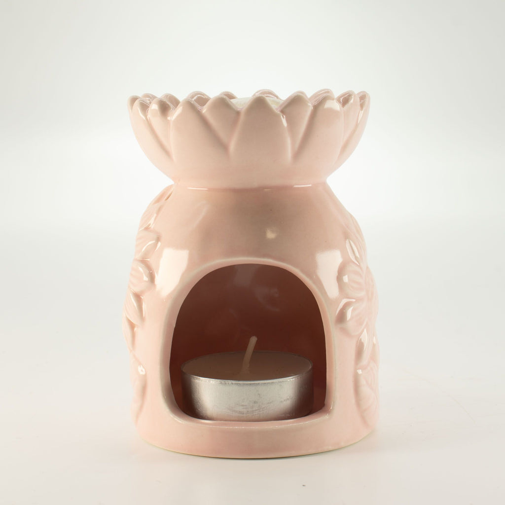 Ceramic Sunflower Oil Burner - Pastel Pink – view 4