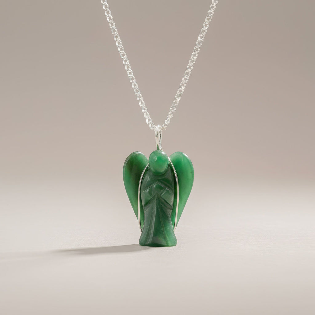 Green Aventurine Guardian Angel Gemstone Pendant