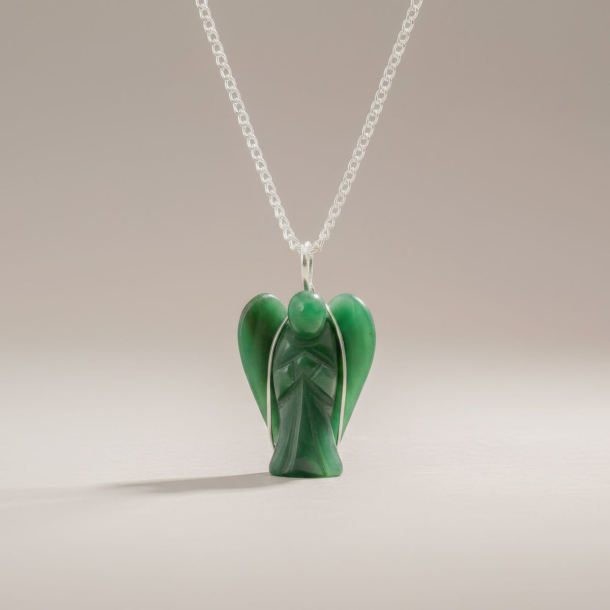 Green Aventurine Guardian Angel Gemstone Pendant
