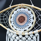 Medium Macrame Eye Dream Catcher - White, Grey & Brown – view 4