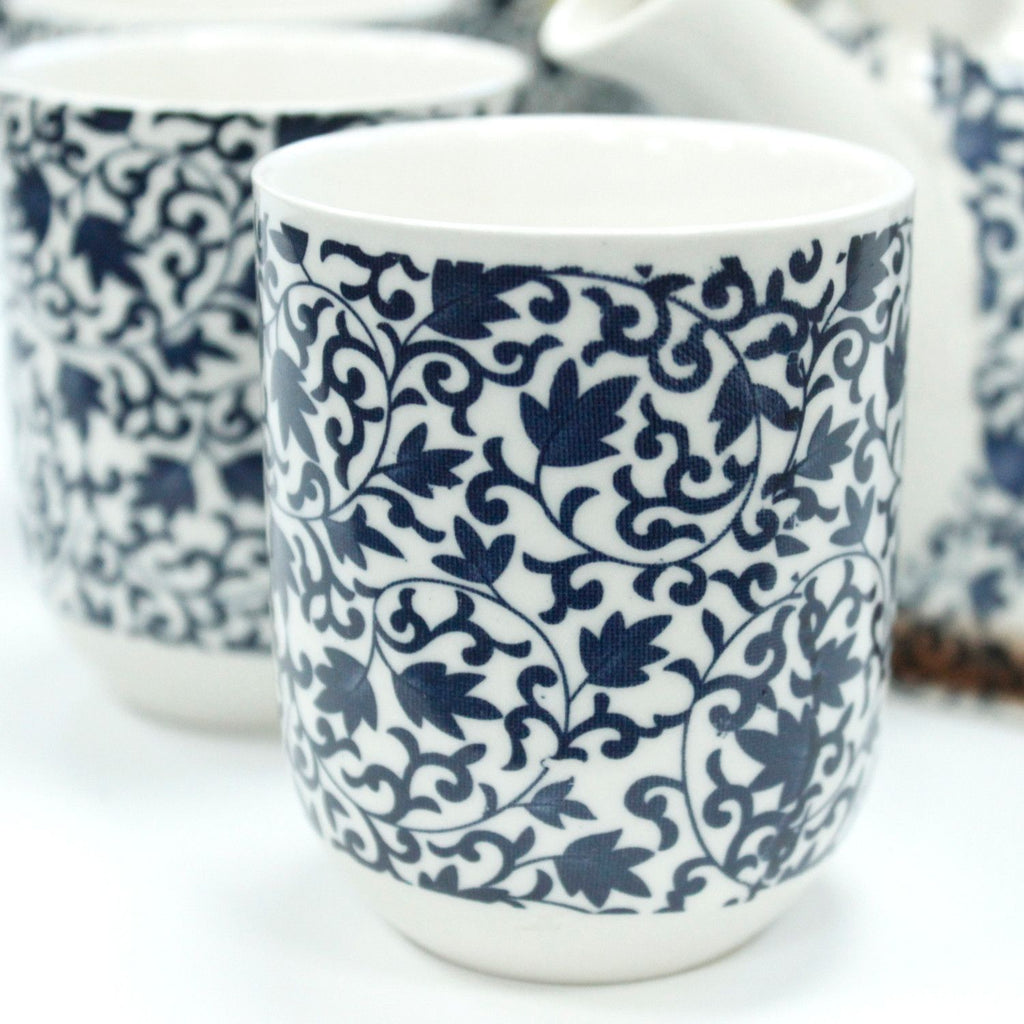 Ceramic Herbal Teapot Set with 6 Cups - Blue Pattern – view 8