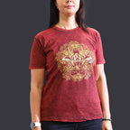 Nomad Sari Stonewashed T-Shirt - Hamsa - Maroon - Medium