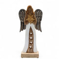 Large Mango Wood Star Angel, Metal Wings, 30cm