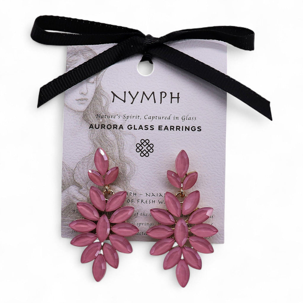 Soft Pink Vintage Glass Long Drop Earrings – view 5