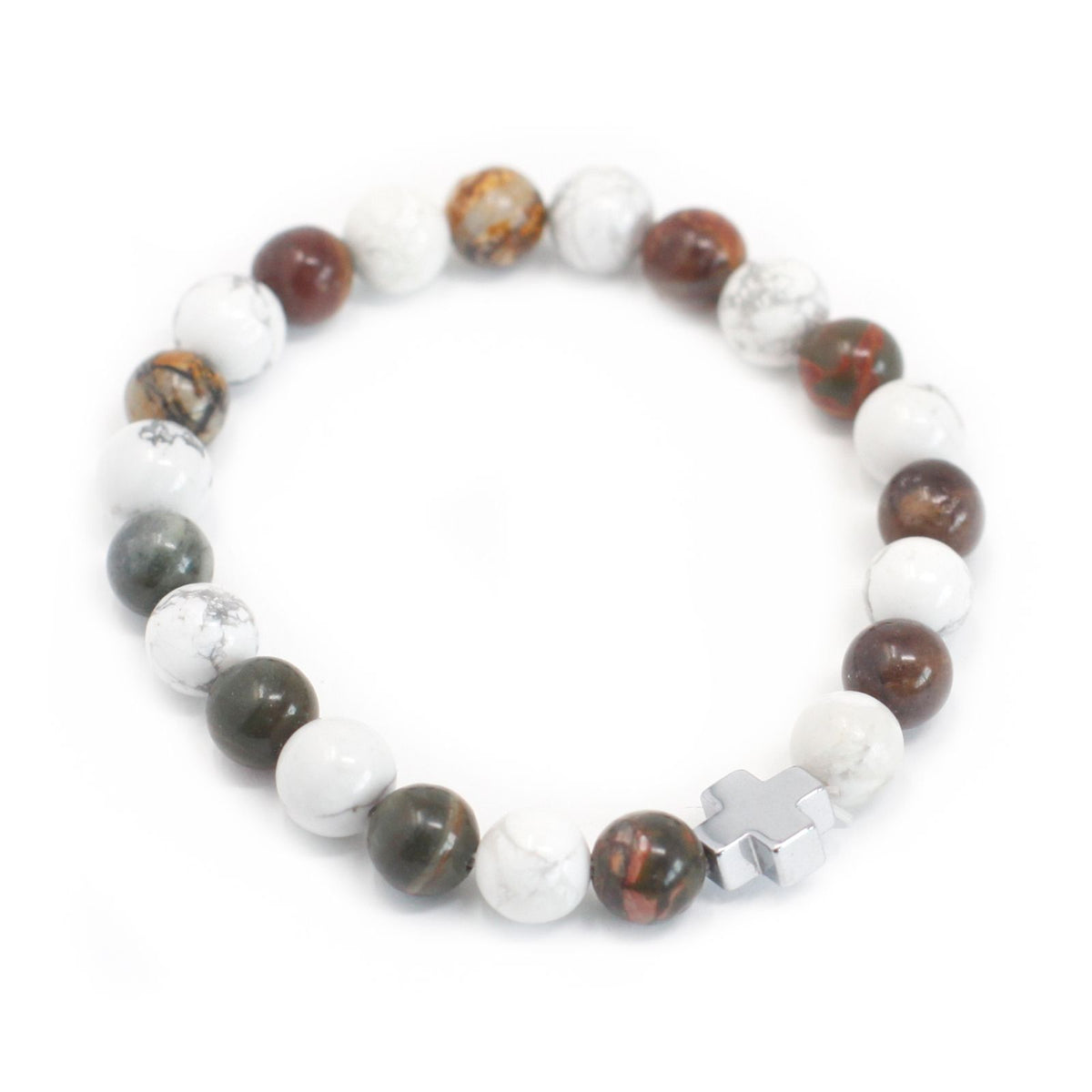 Peace Friendship Bracelet Set - Picasso Jasper & White Howlite – view 4