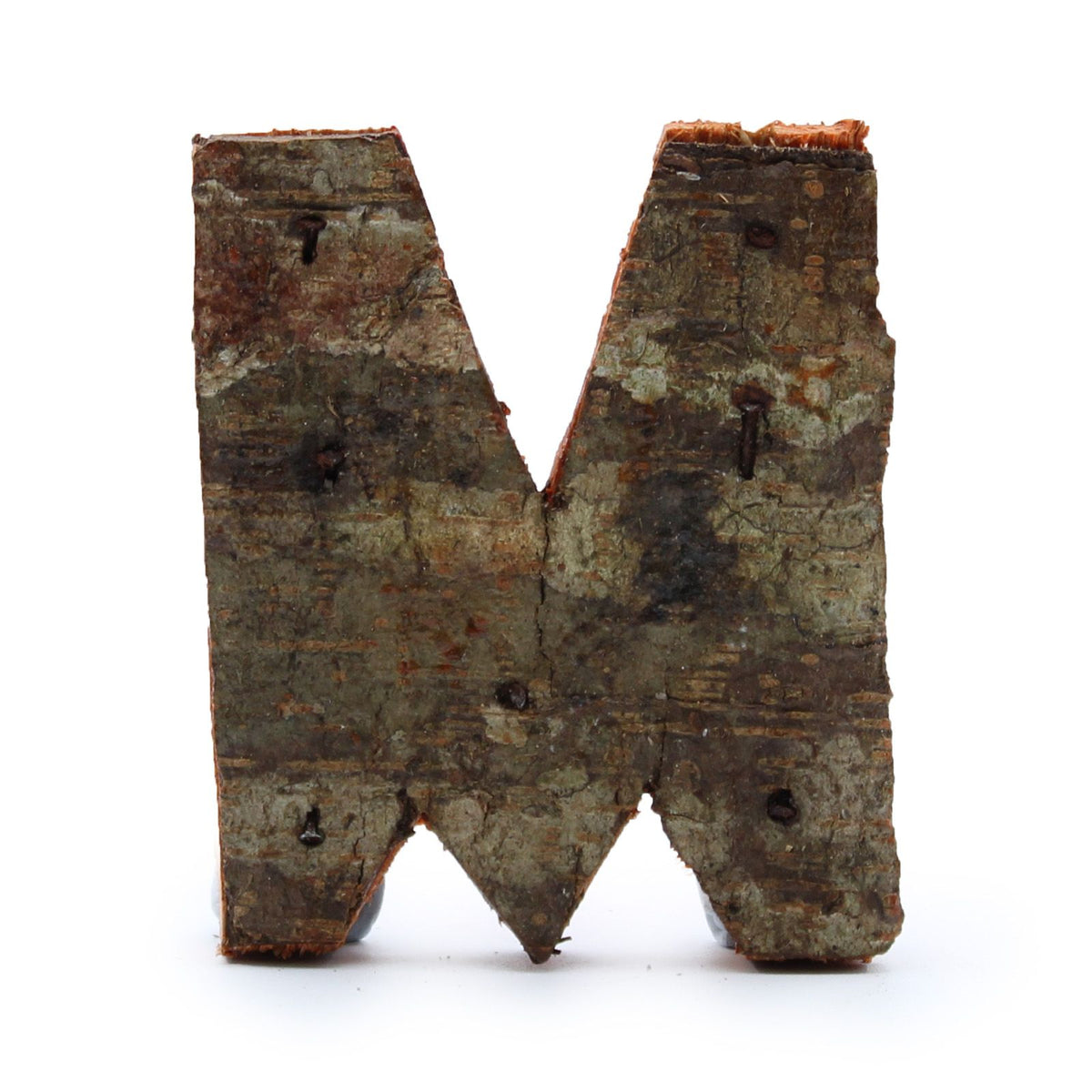 Rustic Bark Letter M - 7cm