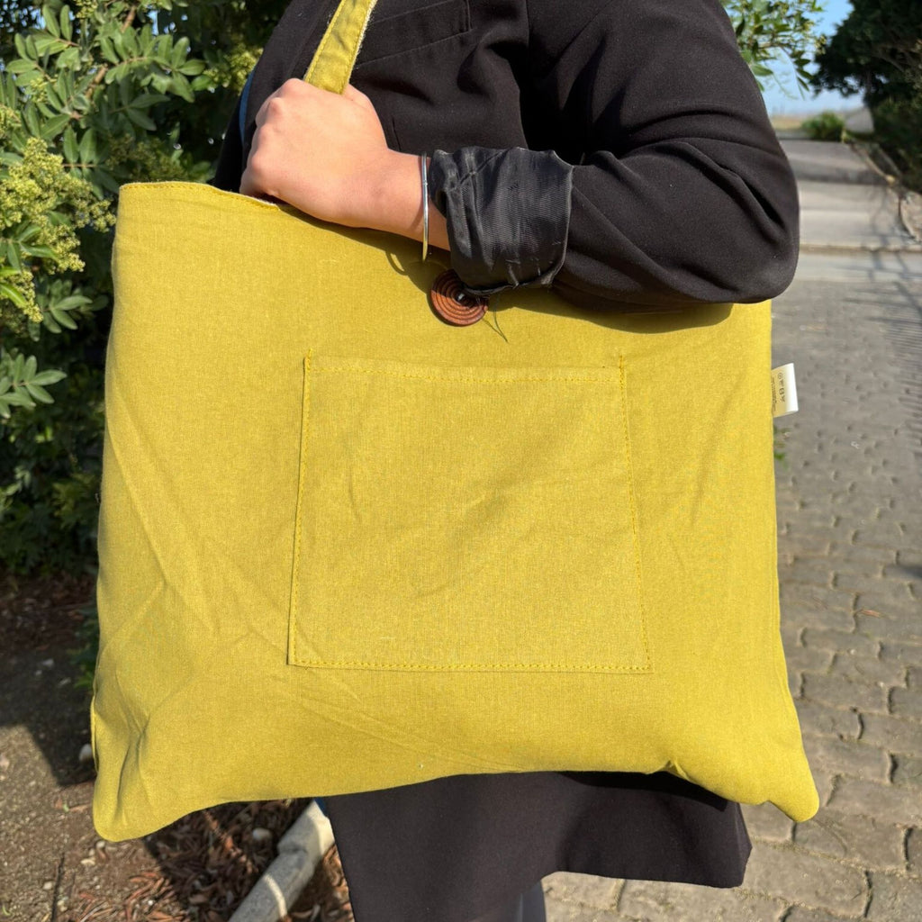 Reversible Jute and Cotton Big Bag in Pistachio – view 5