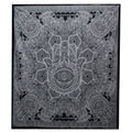 Black and White Cotton Bedspread, Hamsa