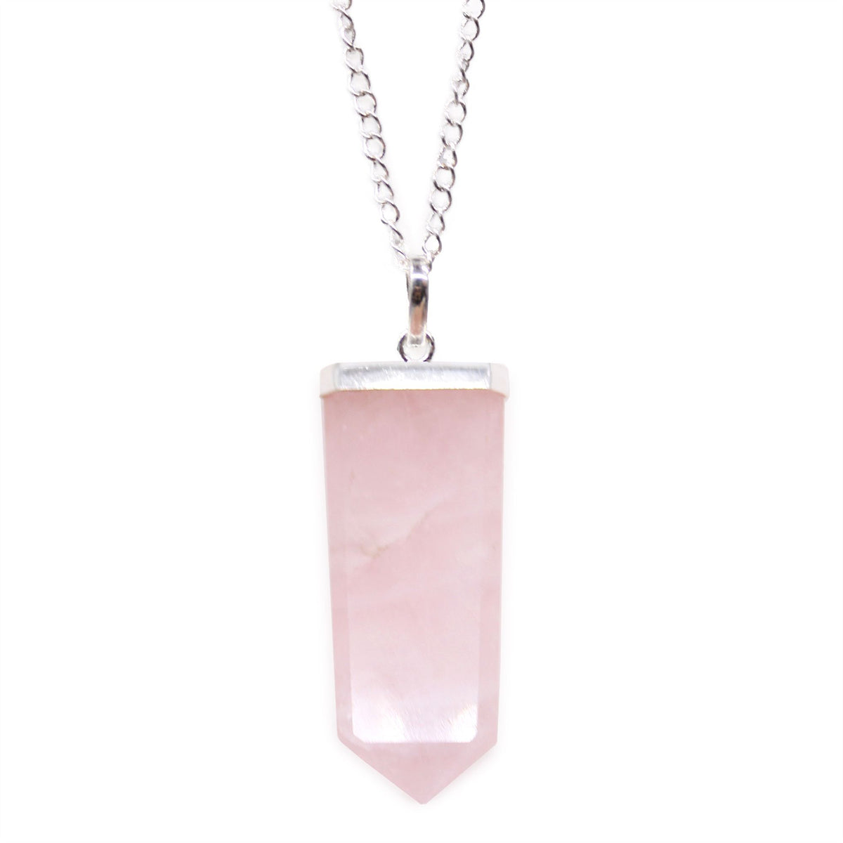 Rose Quartz Flat Pencil Pendant Necklace – view 4
