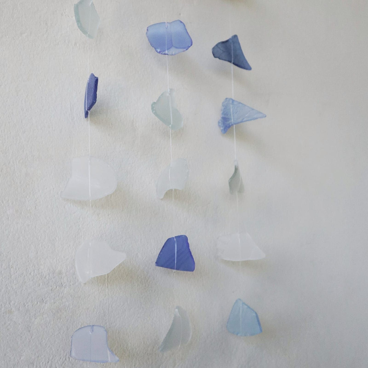 Recycled Glass Wind Chime - Three Drops, Blue & White – view 3
