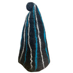 Felted Wool Sauna Wizard Hat - Black with Blue Streaks – view 2