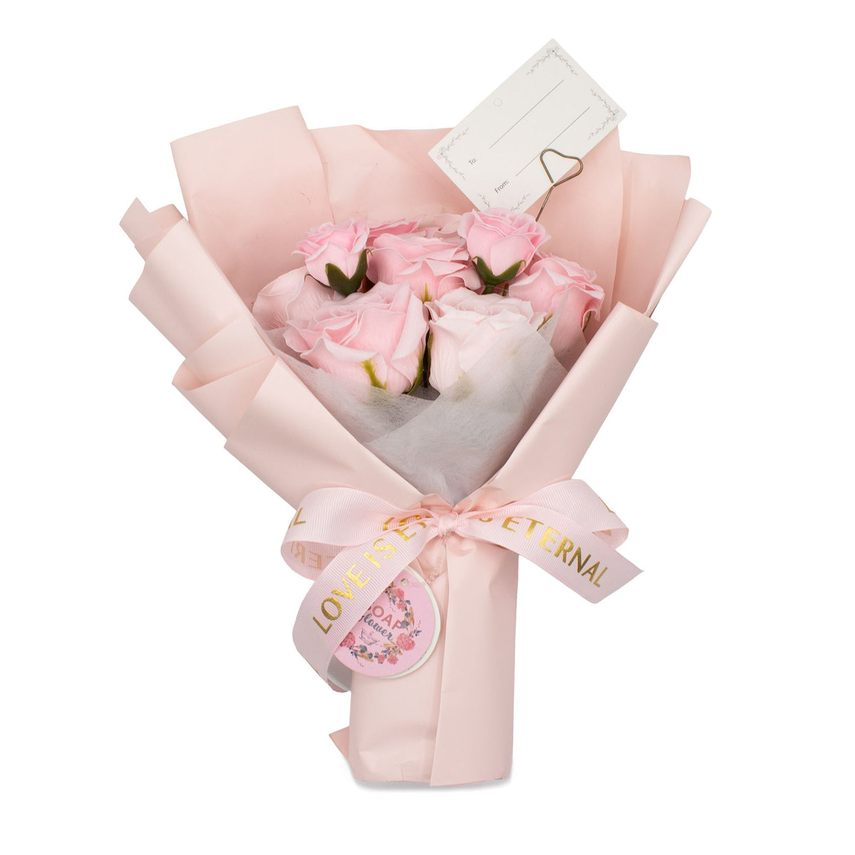 Pink Soap Rose Bouquet - Love Is Eternal Gift Card – view 2