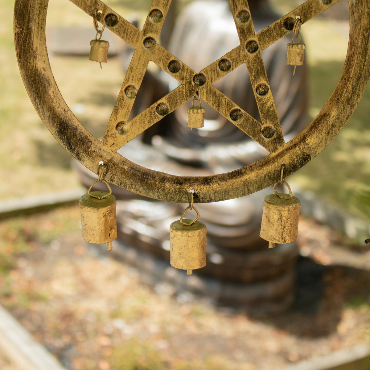 Iron Pentagon Wind Chime with Cow Bells, 25x49cm – view 10
