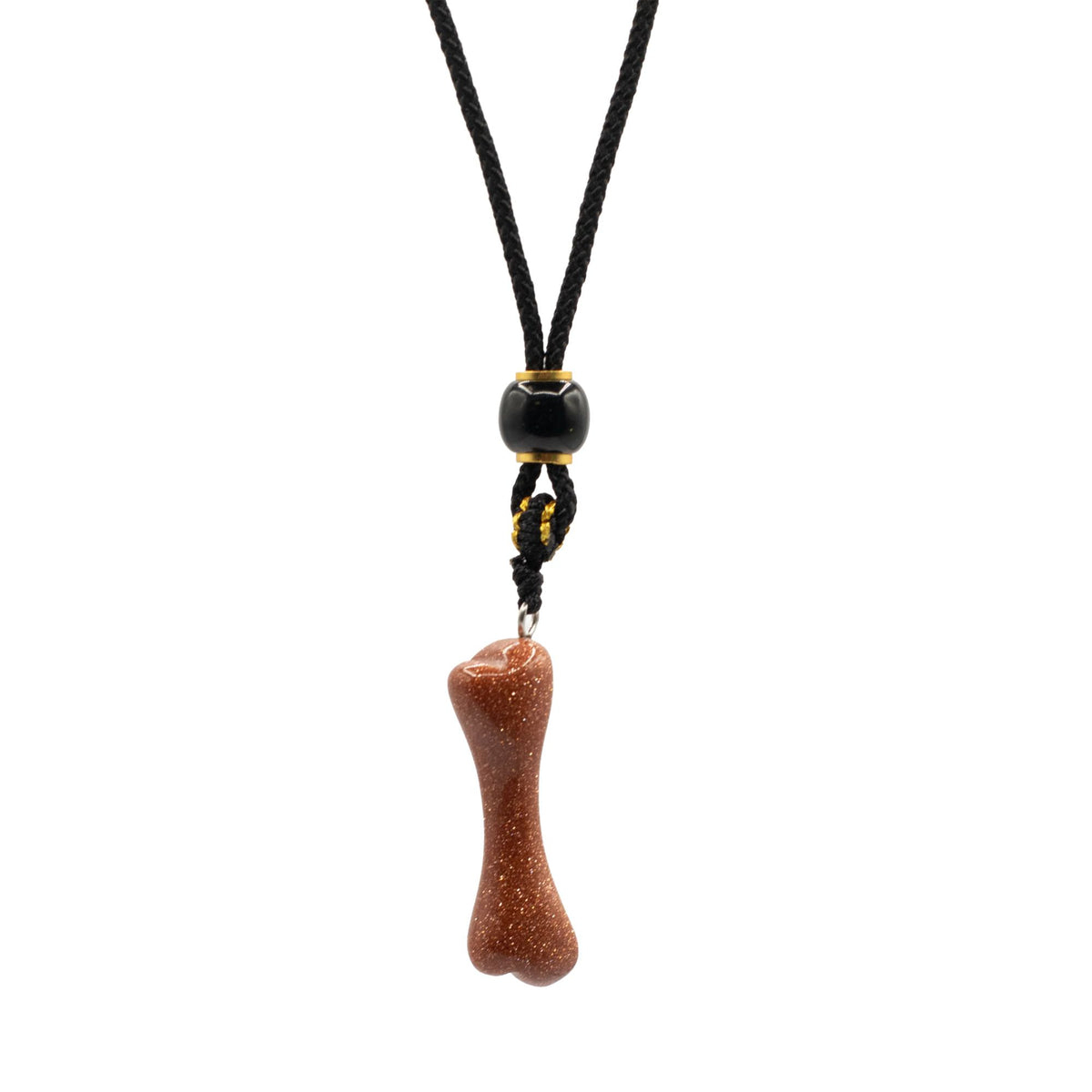 Goldstone Bone Cord Necklace Pendant – view 4
