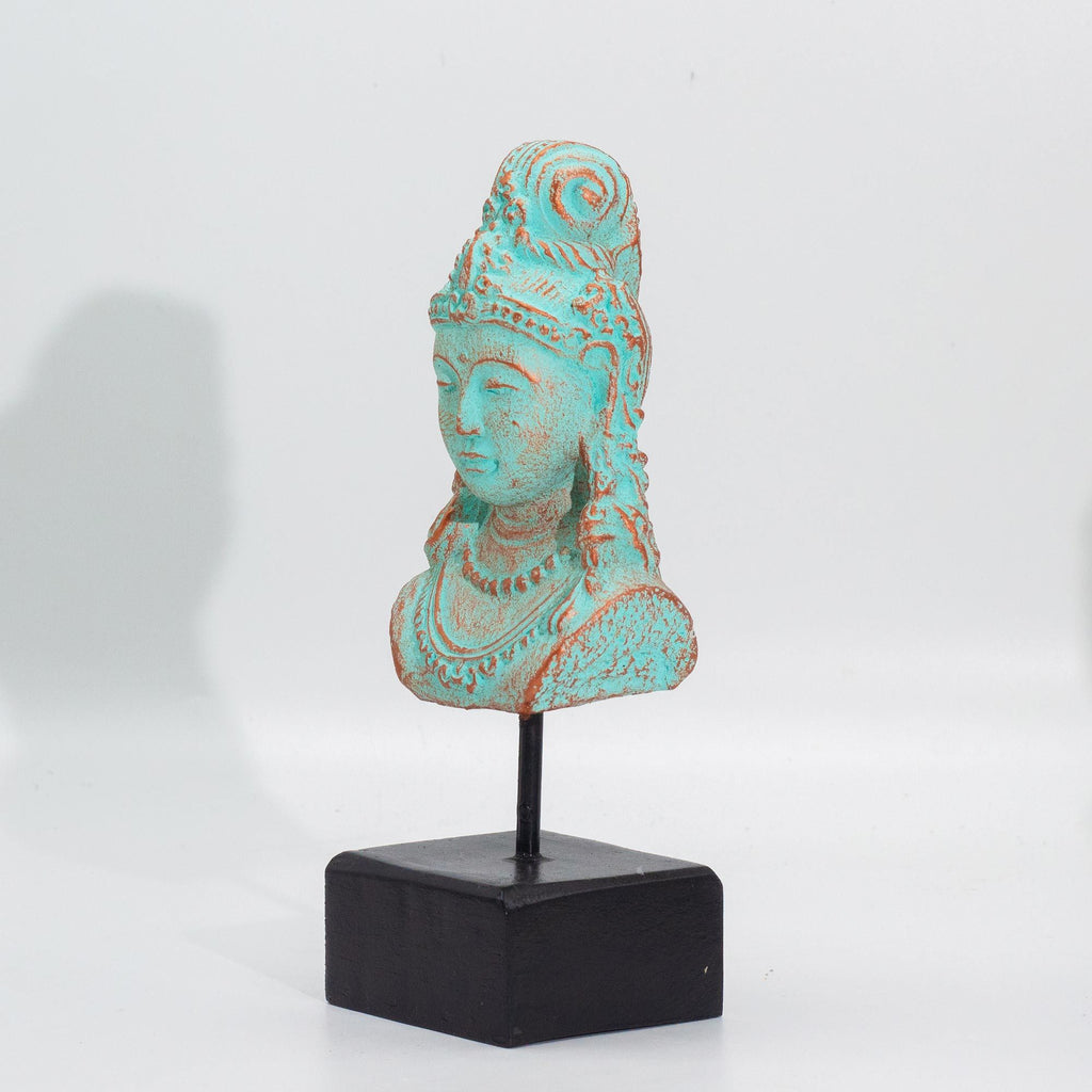 Lucky Java Princess Statue on Stand, Green Copper – view 4