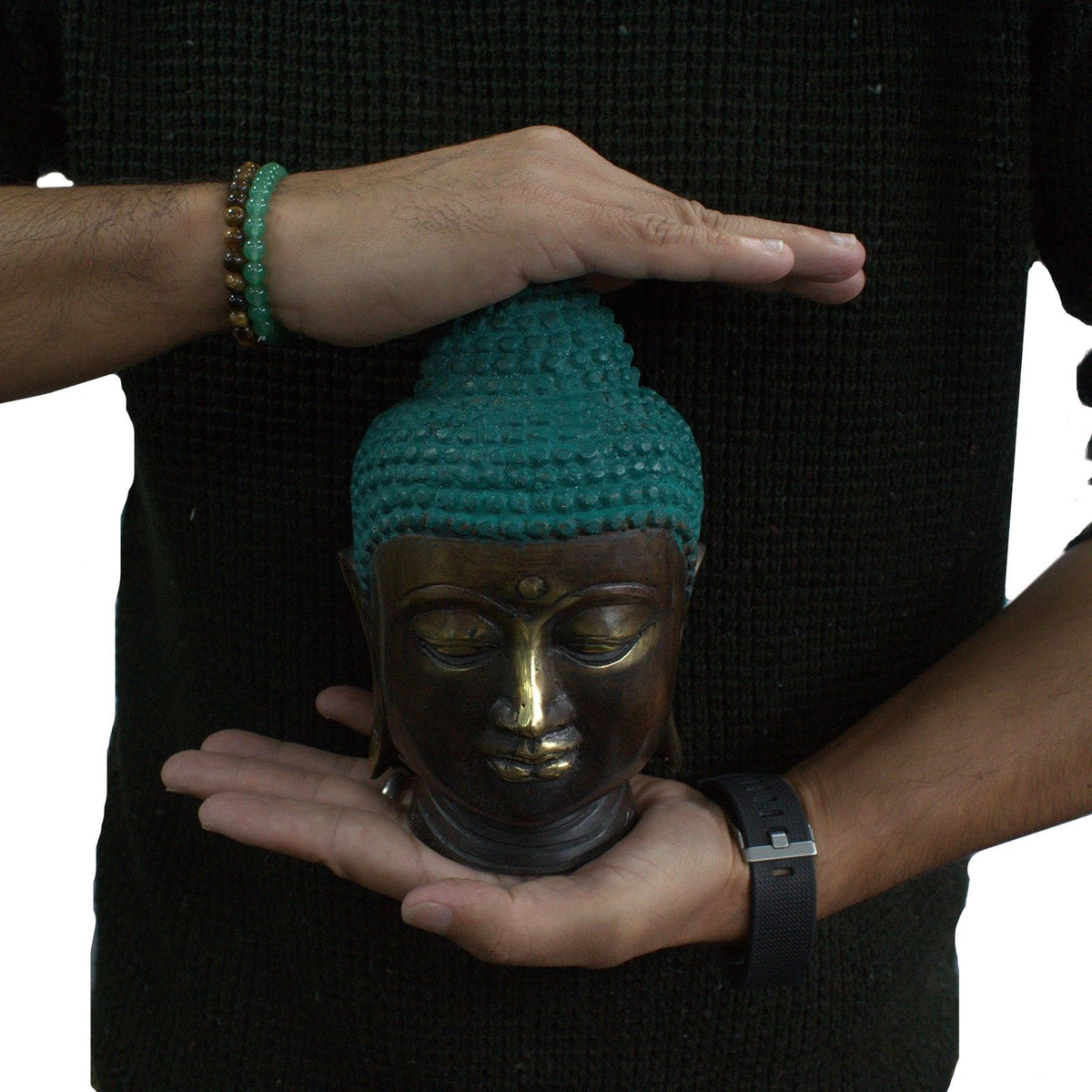 Classic Brass Buddha Head – Large – view 2