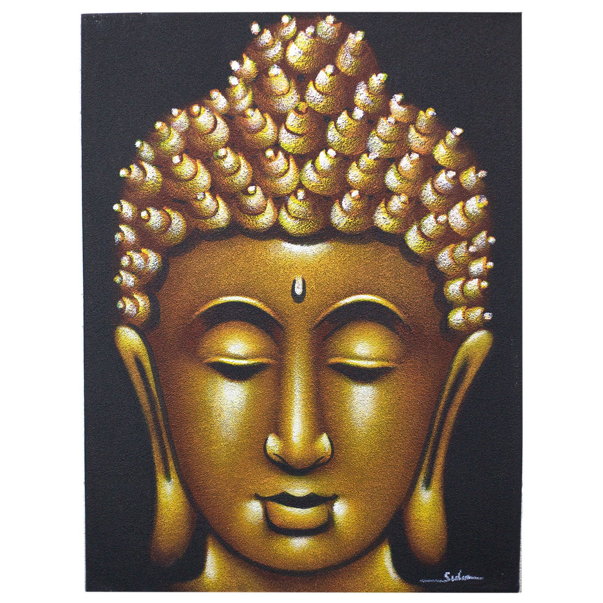 Buddha Painting, Gold Sand Finish - 80 x 60cm