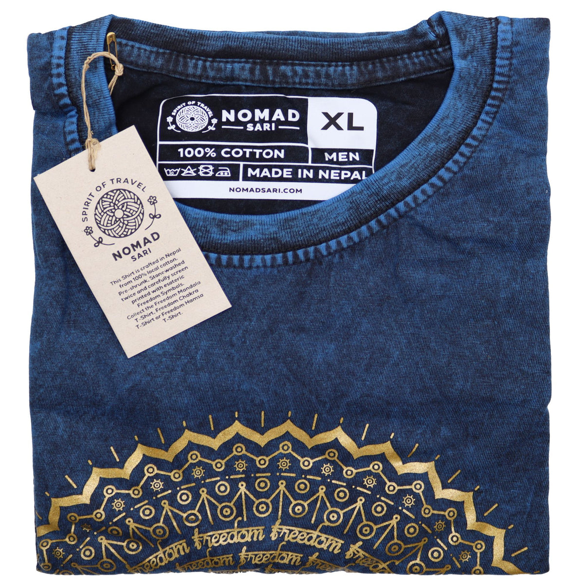 Nomad Sari Stonewashed Cotton T-Shirt – Mandala – Blue – XL – view 2