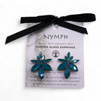 Teal Green Vintage Glass Flowers Earrings