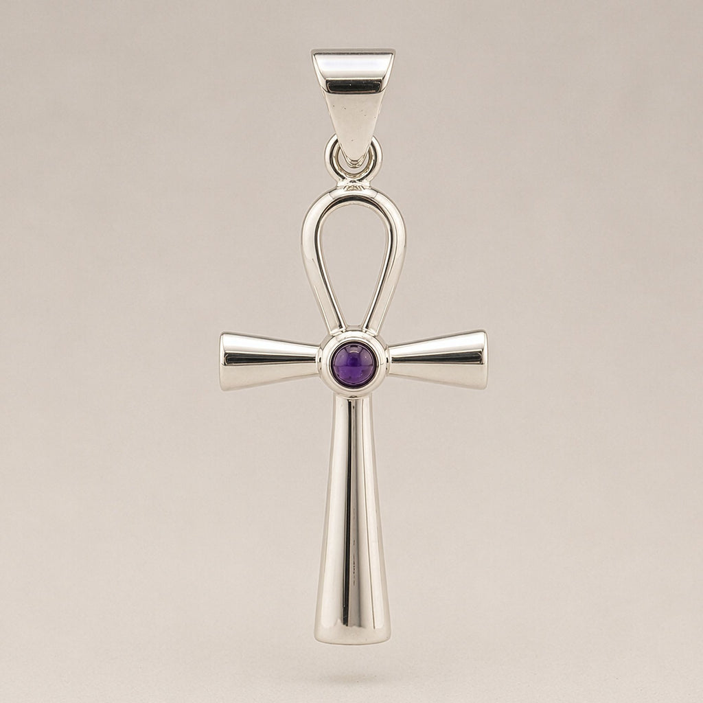 Ankh Symbol Pendant Necklace on Silver Plated Cord 45cm – view 6
