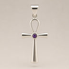 Ankh Symbol Pendant Necklace on Silver Plated Cord 45cm – view 6