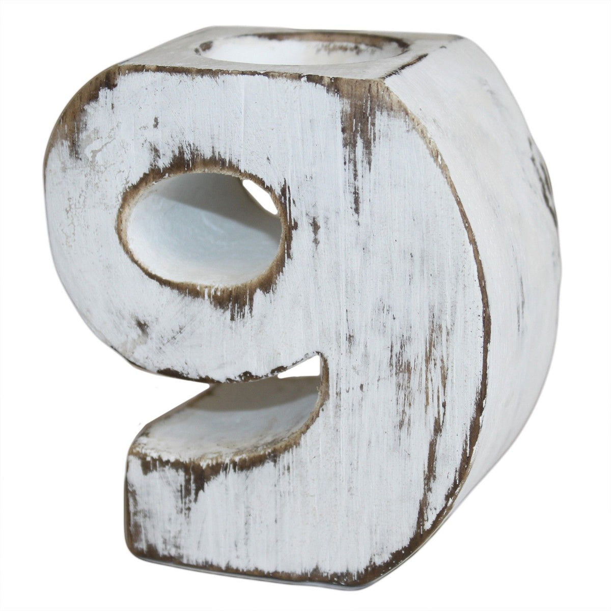 Wooden Number 9 Candle Holder