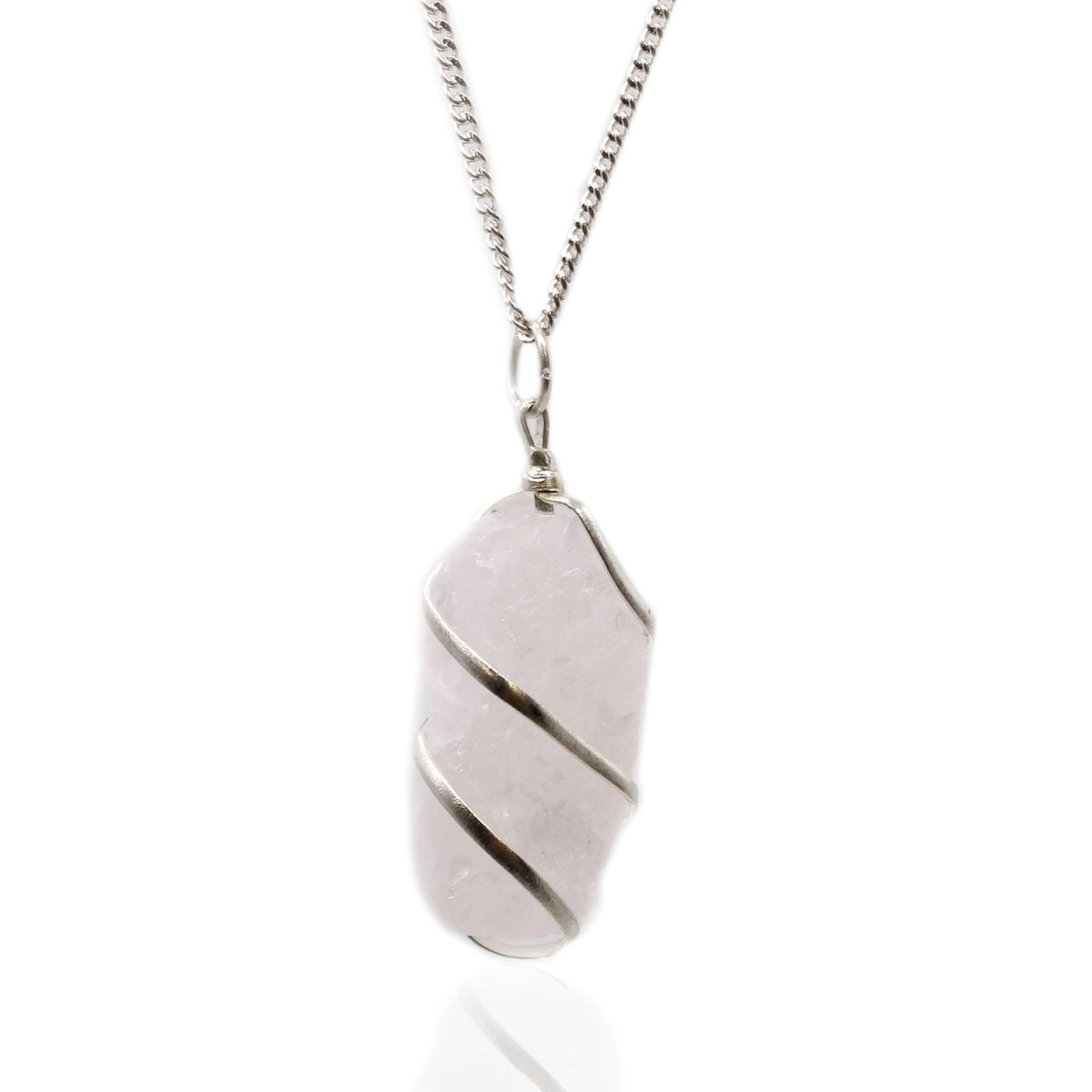 Cascade Wrapped Necklace - Rough Rose Quartz