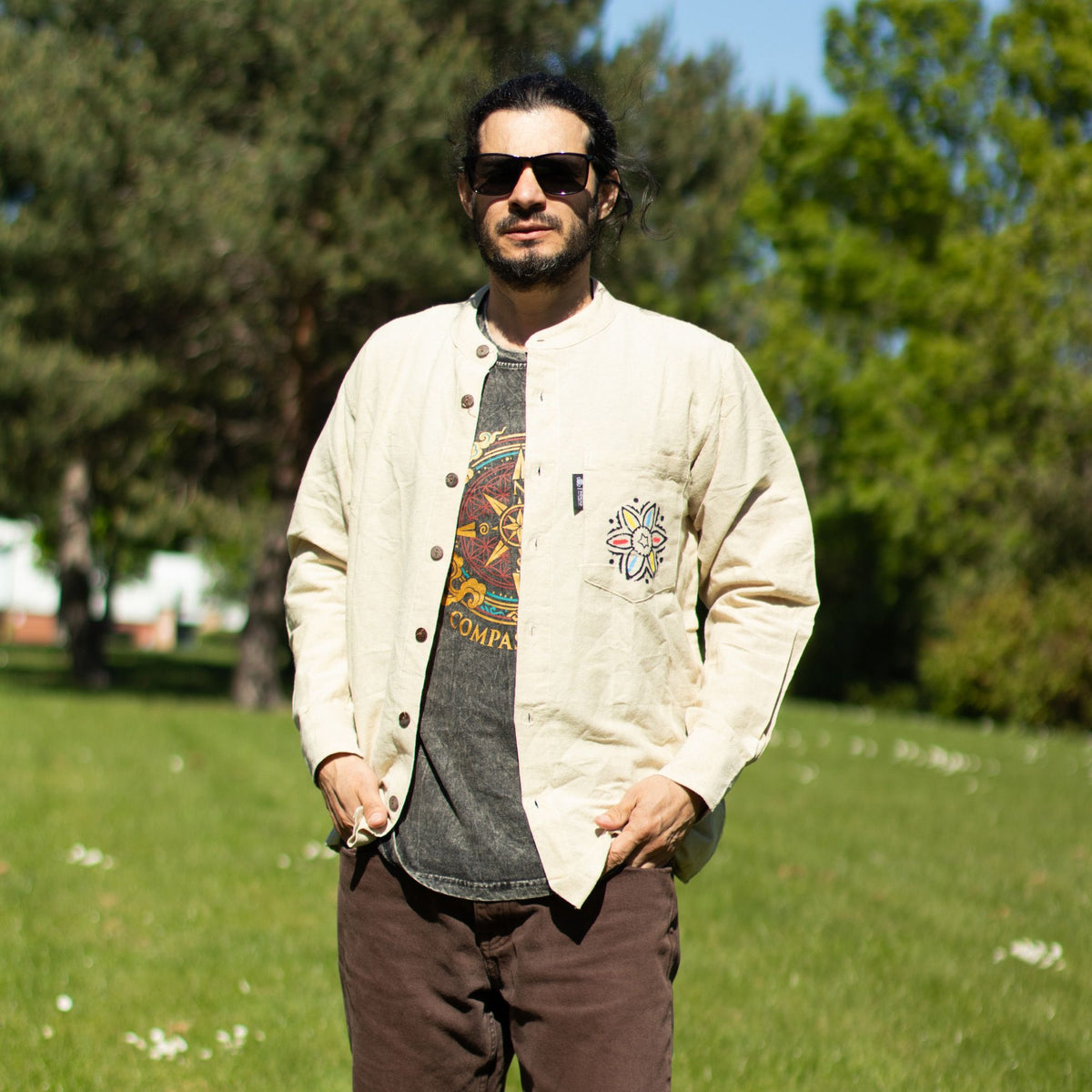 Nomad Sari Kathmandu Shirt - Stone - Medium
