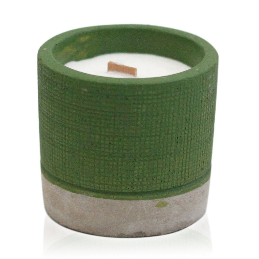 Concrete Wooden Wick Candle - Green - Sea Moss & Herbs