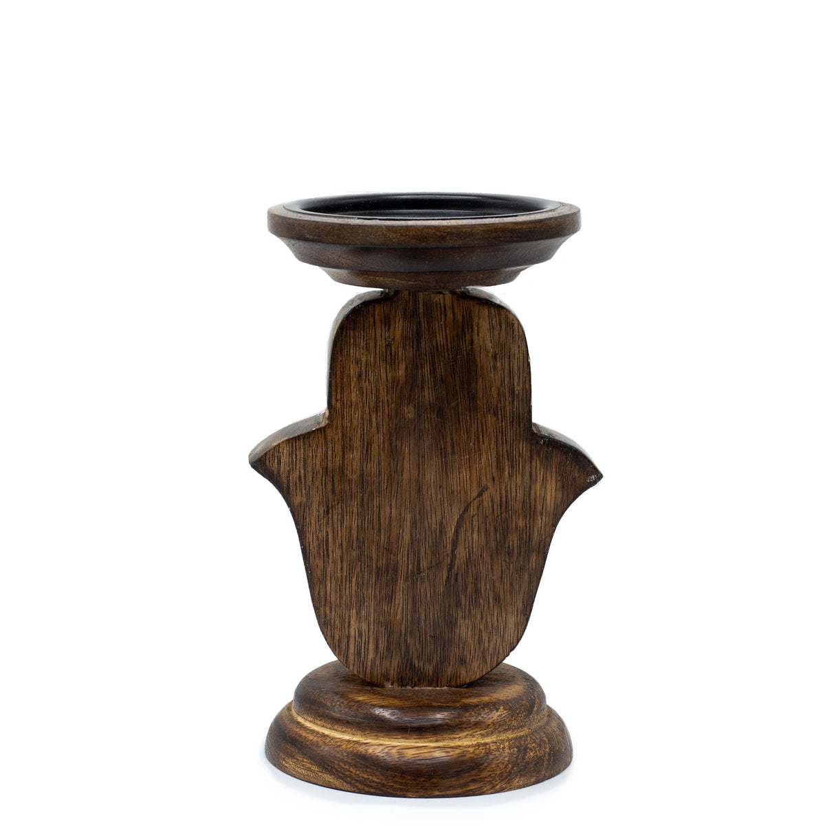 Mango Wood Hamsa Candle Stand - Small 18x11cm – view 5