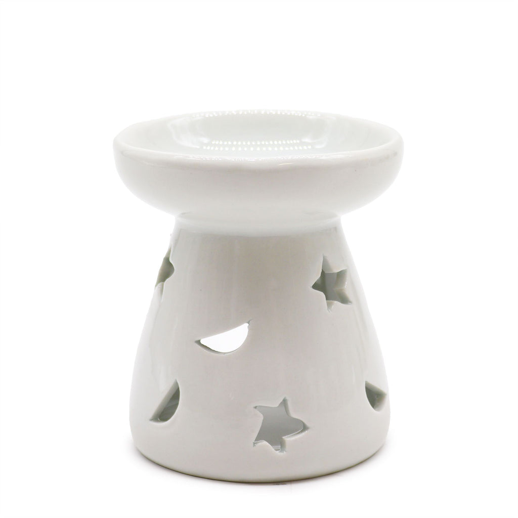Small Classic White Oil Burner - Moon and Star – view 3
