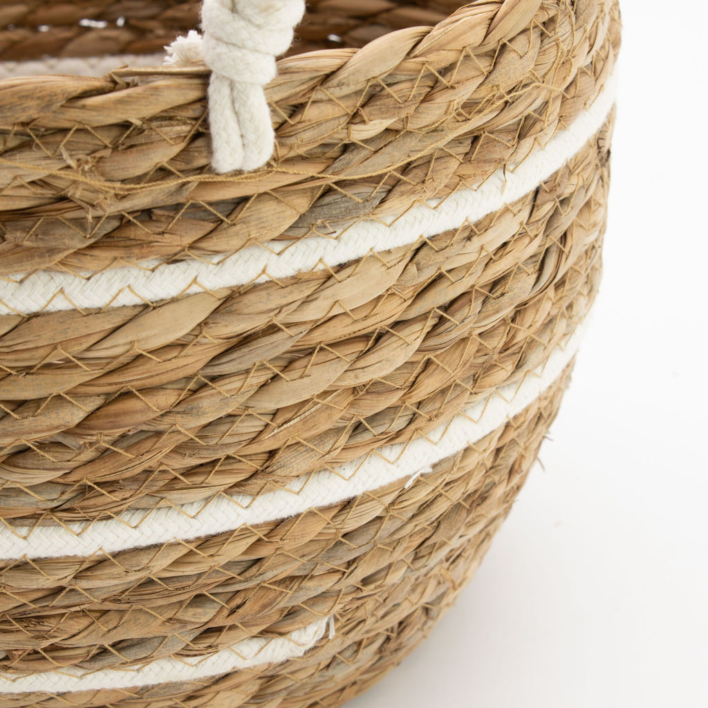Cotton & Seagrass Baskets, Natural Stripes, Set of 3 – view 8